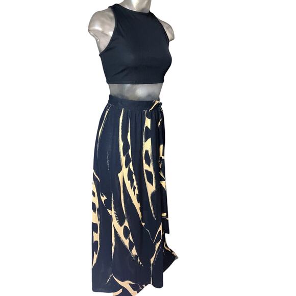 Vintage MISSONIPrinted Midi Wrap Skirt IT 42 Fits Size Small S Black Beige